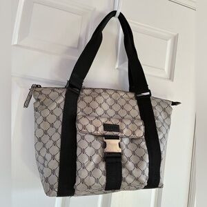 LAUREN Ralph Lauren Stylish Black and Gray Nylon Tote Bag